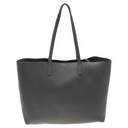 Pre Owned Saint Laurent Grey Leather E/W Shopper Tote