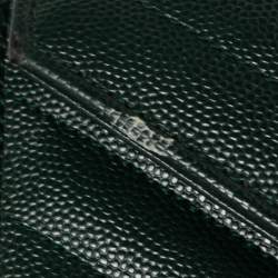 مملوكة مسبقًا Saint Laurent Green Matelassé Leather Monogram Envelope Shoulder Bag