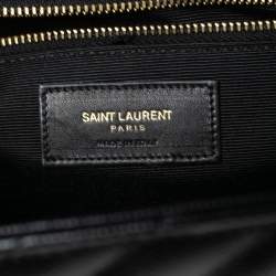 مملوكة مسبقًا Saint Laurent Black Matelassé Leather Monogram Envelope Shoulder Bag
