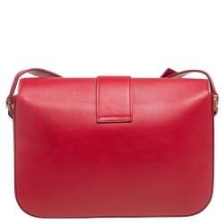 Pre Owned حقيبة كتف سان لوران شيك متوسطة جلد أحمر