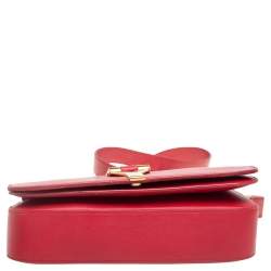 Pre Owned حقيبة كتف سان لوران شيك متوسطة جلد أحمر