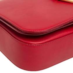 Pre Owned حقيبة كتف سان لوران شيك متوسطة جلد أحمر