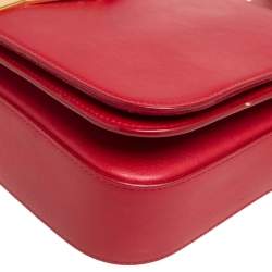 Pre Owned حقيبة كتف سان لوران شيك متوسطة جلد أحمر