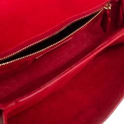 Pre Owned حقيبة كتف سان لوران شيك متوسطة جلد أحمر