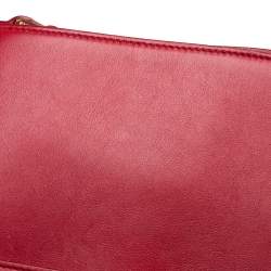 Pre Owned حقيبة كتف سان لوران شيك متوسطة جلد أحمر