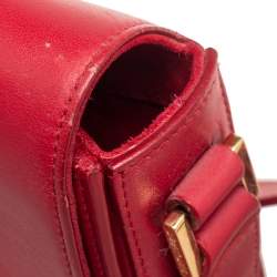 Pre Owned حقيبة كتف سان لوران شيك متوسطة جلد أحمر