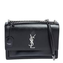 Yves Saint Laurent, Bags, Saint Laurent Sunset Large Leather Black  Shoulder Bag