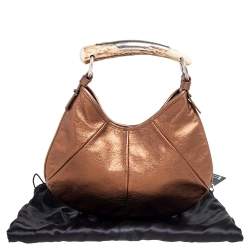 Pre Owned Yves Saint Laurent Bronze Leather Mini Mombasa Hobo