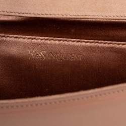 Pre Owned Saint Laurent Beige Patent Leather Belle De Jour Flap Clutch