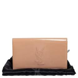 Pre Owned Saint Laurent Beige Patent Leather Belle De Jour Flap Clutch