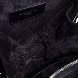 Pre Owned Saint Laurent Black Leather Monogram Heart Fringe Shoulder Bag