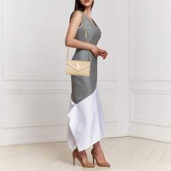 مملوكة مسبقًا Saint Laurent Beige Matelassé Leather Monogram Envelope Wallet on Chain