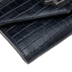 Pre Owned محفظة سان لوران جلد منقشة التمساح نمط الظرف مضغوطة