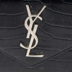 Pre Owned محفظة سان لوران جلد منقشة التمساح نمط الظرف مضغوطة