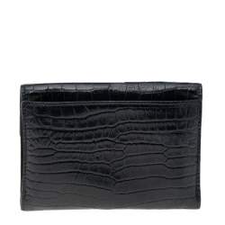 Pre Owned محفظة سان لوران جلد منقشة التمساح نمط الظرف مضغوطة