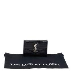 Pre Owned محفظة سان لوران جلد منقشة التمساح نمط الظرف مضغوطة