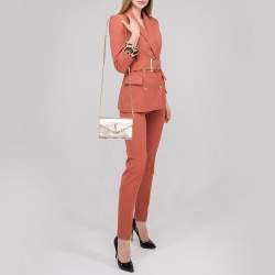 Pre Owned محفظة بسلسلة سان لوران أبتاون جلد نقش سحلية ذهبي 