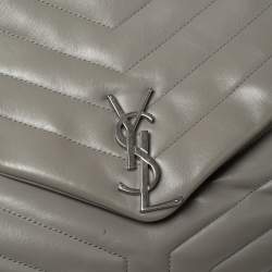 Pre Owned حقيبة كتف سان لوران لولو جلد ماتيلاس رصاصي كبيرة