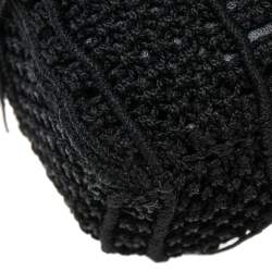 مملوكة مسبقًا Saint Laurent Black Crochet and Python Embossed Leather Baby Monogram Crossbody Bag