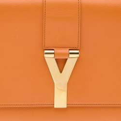 Saint Laurent Orange Leather Y-Ligne Clutch