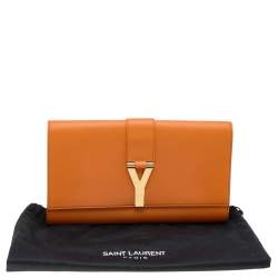 Saint Laurent Orange Leather Y-Ligne Clutch