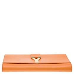 Saint Laurent Orange Leather Y-Ligne Clutch