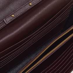 مملوكة مسبقًا Saint Laurent Burgundy Matelassé Leather Monogram Envelope Wallet on Chain