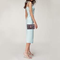 Pre Owned محفظة بسلسلة سان لوران إنفيلوب جلد ماتيلاس عنابي مونوغرامية