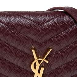 Pre Owned محفظة بسلسلة سان لوران إنفيلوب جلد ماتيلاس عنابي مونوغرامية