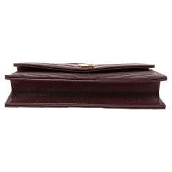 Pre Owned محفظة بسلسلة سان لوران إنفيلوب جلد ماتيلاس عنابي مونوغرامية