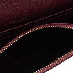 Pre Owned محفظة بسلسلة سان لوران إنفيلوب جلد ماتيلاس عنابي مونوغرامية