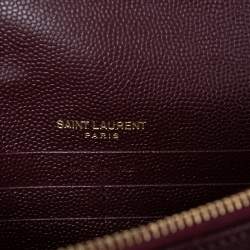 Pre Owned محفظة بسلسلة سان لوران إنفيلوب جلد ماتيلاس عنابي مونوغرامية