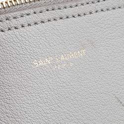 Pre Owned Saint Laurent Grey Leather E/W Shopper Tote