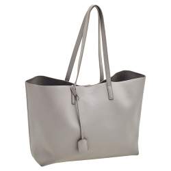 Pre Owned Saint Laurent Grey Leather E/W Shopper Tote