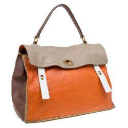 Pre Owned حقيبة ايف سان لوران موسي تو كبيرة يد علوية جلد ثلاثي اللون