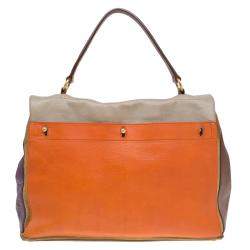 Pre Owned حقيبة ايف سان لوران موسي تو كبيرة يد علوية جلد ثلاثي اللون