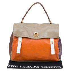 Pre Owned حقيبة ايف سان لوران موسي تو كبيرة يد علوية جلد ثلاثي اللون