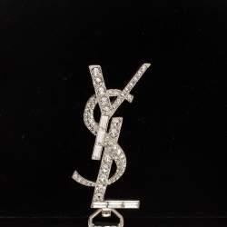 Pre Owned Saint Laurent Black Velvet Small Kate Chain Wallet On Chain