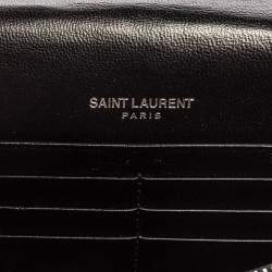 Pre Owned Saint Laurent Black Velvet Small Kate Chain Wallet On Chain