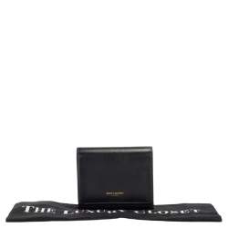 Pre Owned محفظة سان لوران شيك جلد أزرق فاتح مضغوطة