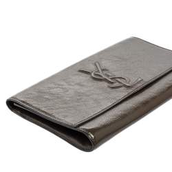 Pre Owned Yves Saint Laurent Grey Patent Leather Belle De Jour Flap Clutch