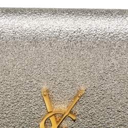 Pre Owned Saint Laurent Gold Textured Leather Kate Tassel Wallet on Chain 