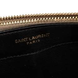 Pre Owned Saint Laurent Gold Textured Leather Kate Tassel Wallet on Chain 