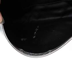 Pre Owned Yves Saint Laurent Metallic Sliver Leather Belle De Jour Flap Clutch