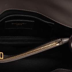 Pre Owned Saint Laurent Grey Matelassé Leather and Suede Medium College Top Handle Bag