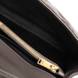 Pre Owned Saint Laurent Grey Matelassé Leather and Suede Medium College Top Handle Bag
