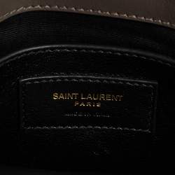 Pre Owned Saint Laurent Grey Matelassé Leather and Suede Medium College Top Handle Bag