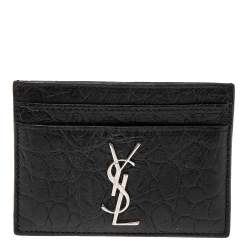 Saint Laurent Monogram Embossed Card Holder - Black