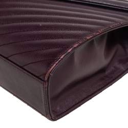 Pre Owned Saint Laurent Burgundy Matelassé Leather Large Cassandre Flap Shoulder Bag