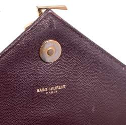 Pre Owned Saint Laurent Burgundy Matelassé Leather Large Cassandre Flap Shoulder Bag
